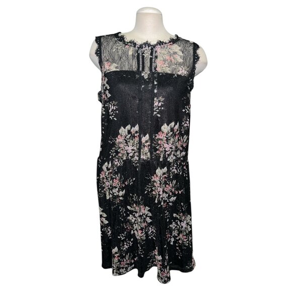 Speechless Sz 2XL Black Sleeveless Floral Lace Dress With Sheer Neckline & Gathe - Picture 1 of 11